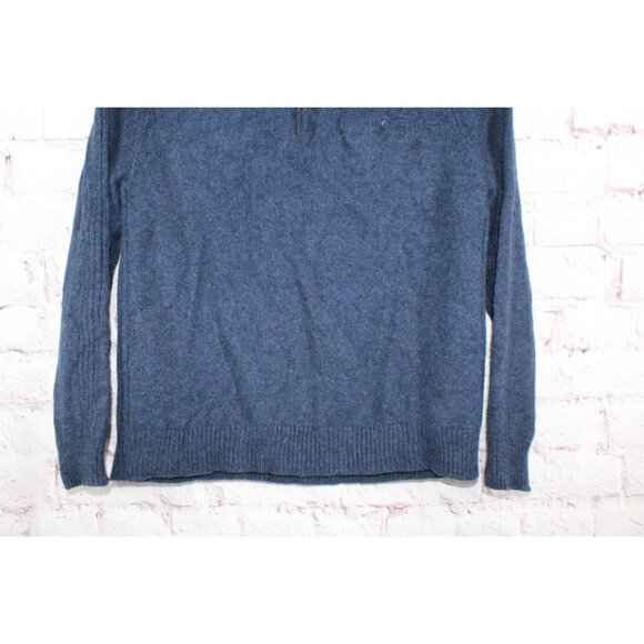 LL Bean Rangeley Merino Wool Pullover Sweater Quarter Zip Navy Size L - Picture 3 of 11
